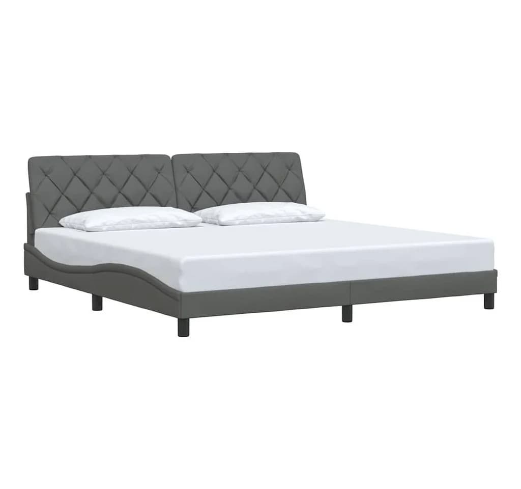 vidaXL Bettgestell Dunkelgrau 200x200 cm mit Lattenrost und Kopfteilkissen - Bild 2