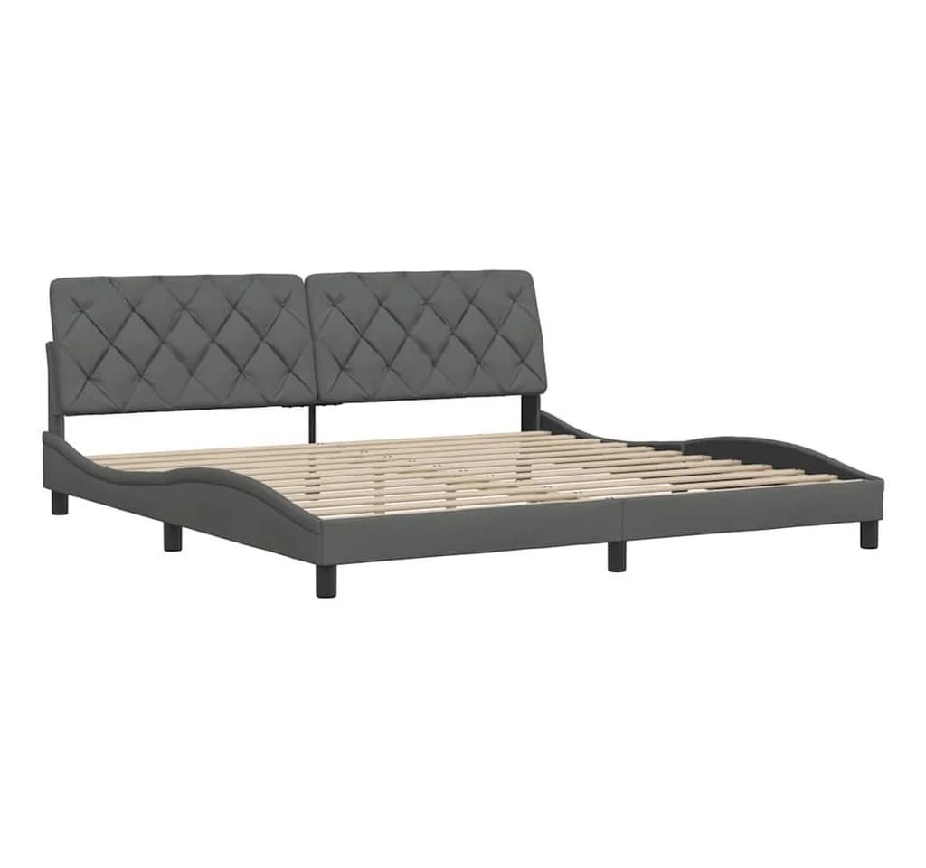 vidaXL Bettgestell Dunkelgrau 200x200 cm mit Lattenrost und Kopfteilkissen - Bild 4