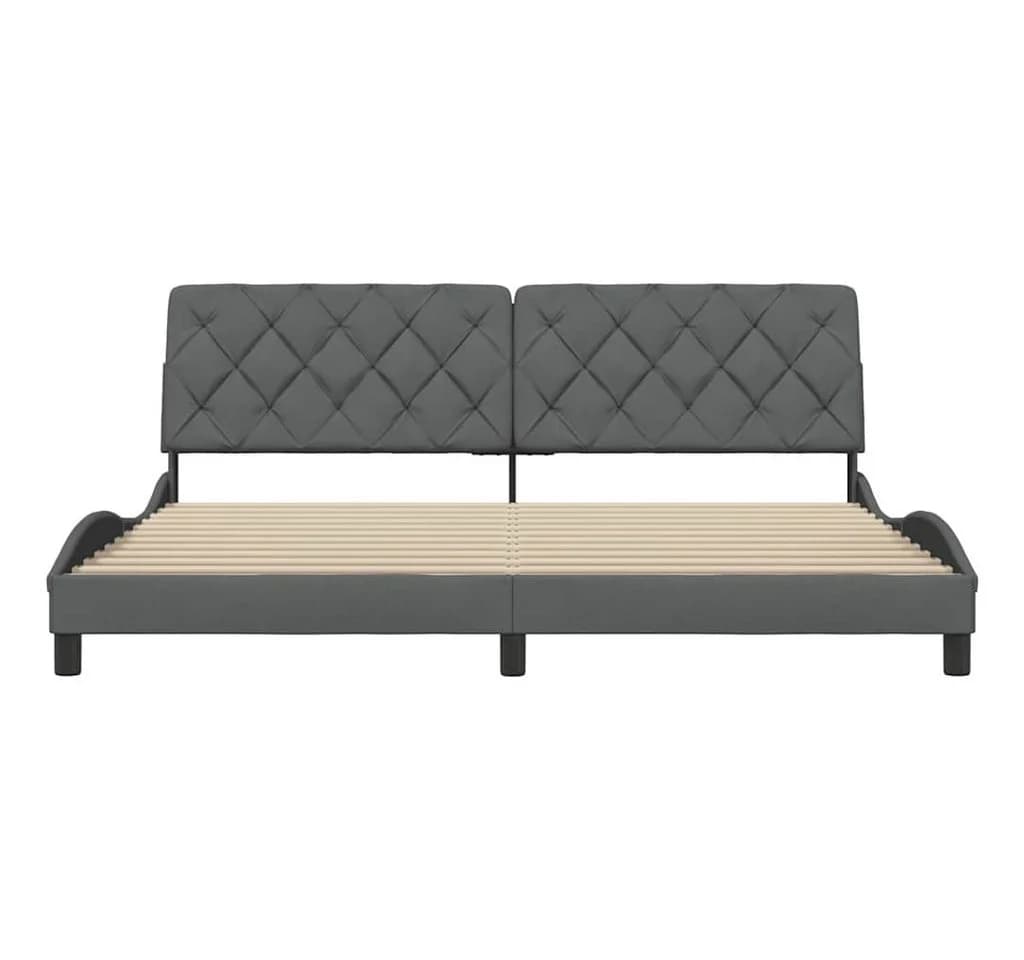 vidaXL Bettgestell Dunkelgrau 200x200 cm mit Lattenrost und Kopfteilkissen - Bild 5