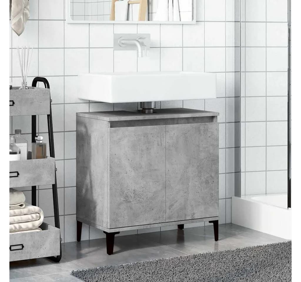 vidaXL Badschrank Betongrau Holzwerkstoff Metallbeine - Bild 3