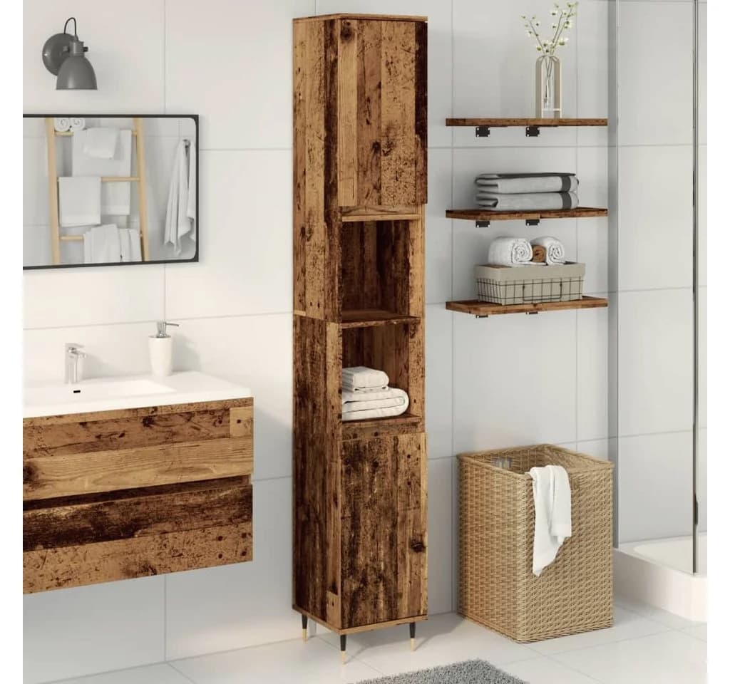 vidaXL Badschrank Altholz-Optik Holzwerkstoff