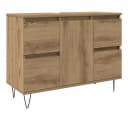 vidaXL Badschrank Artisan-Eiche Holzwerkstoff mit Eisenfüßen Bild 2