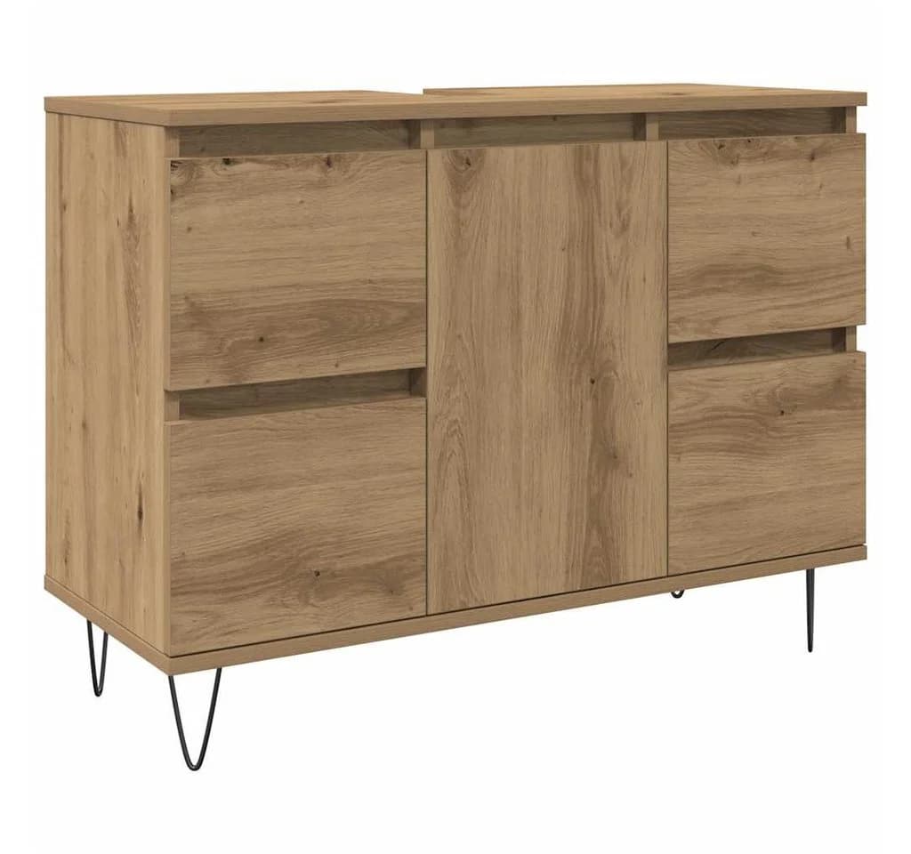 vidaXL Badschrank Artisan-Eiche Holzwerkstoff mit Eisenfüßen - Bild 2