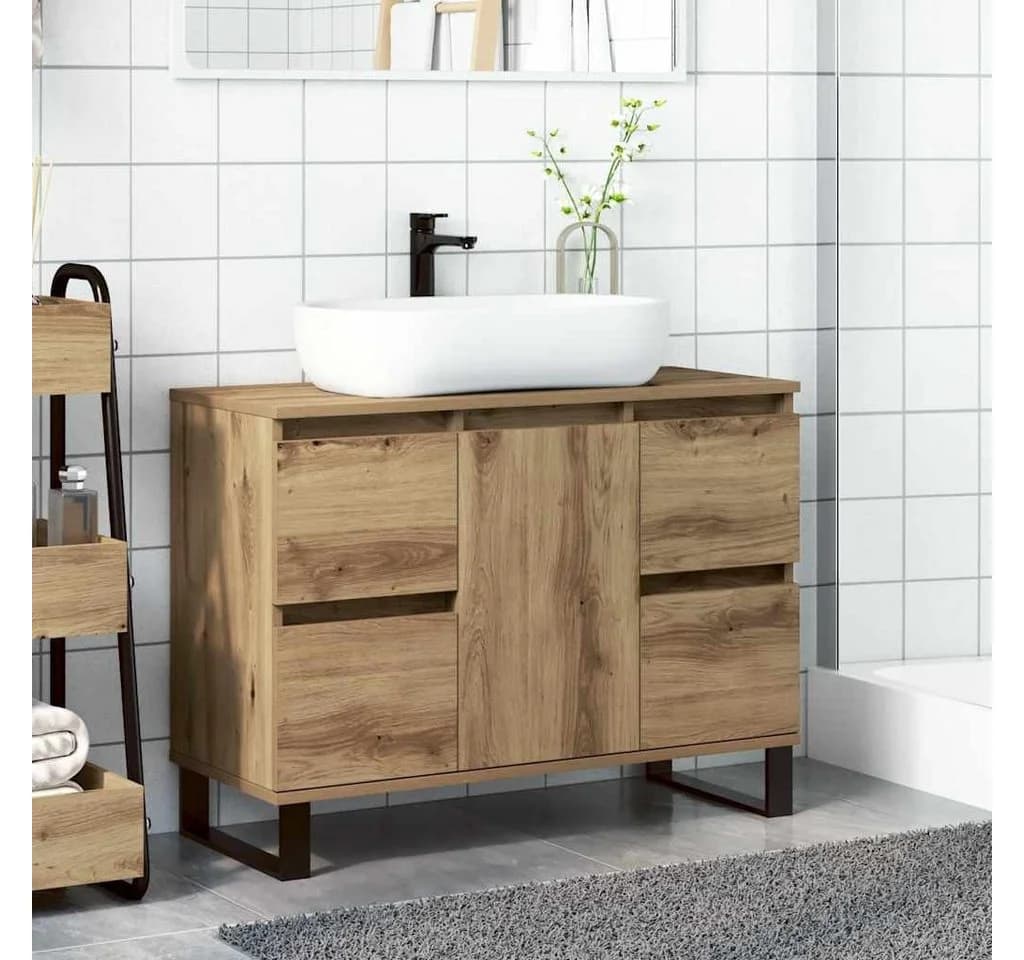 vidaXL Badezimmerspiegelschrank Artisan-Eiche mit Eisen-Beinen - Bild 3