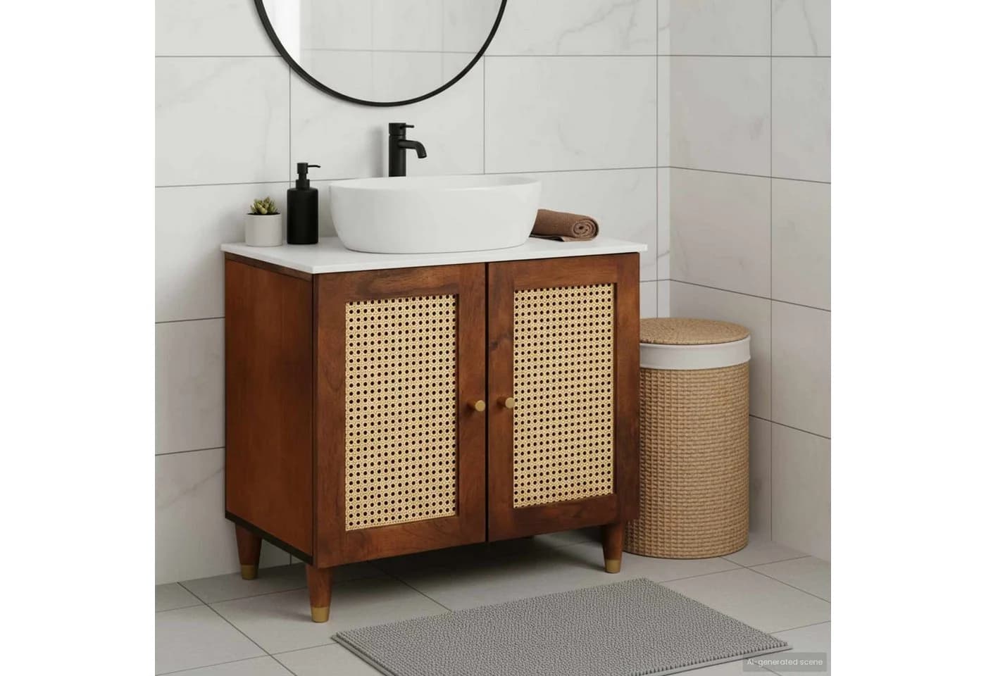 vidaXL Waschbeckenunterschrank Braun Holzwerkstoff Modern - Bild 2