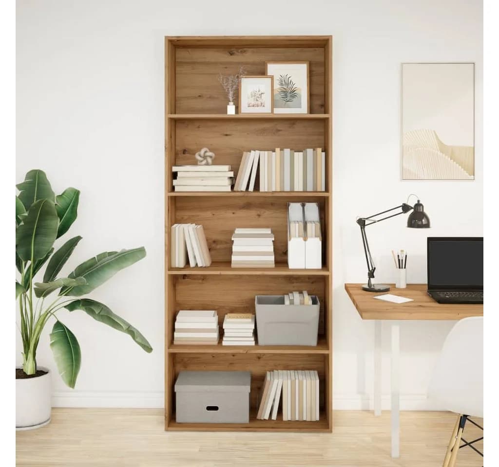 vidaXL Bücherregal Artisan-Eiche 5 Fächer Holzwerkstoff