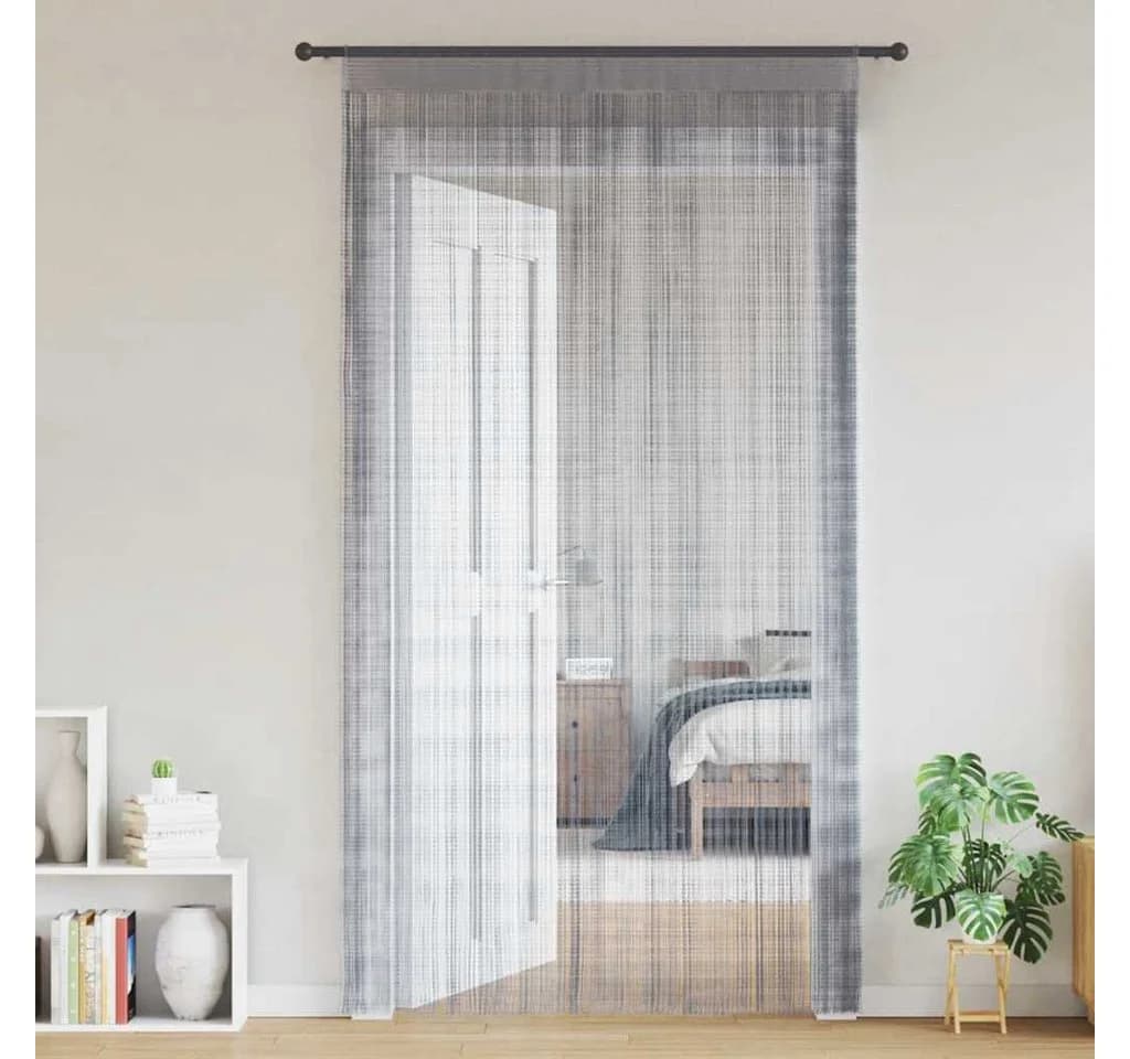vidaXL Fadenvorhang Hellgrau 140x250 cm 2 Stk. Polyester
