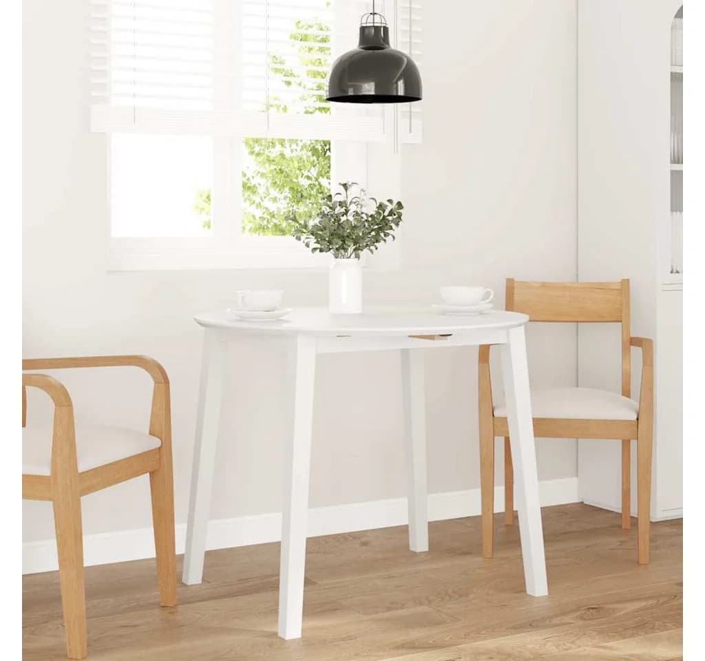 vidaXL Esstisch Weiß Massivholz Gummibaumholz - Bild 3