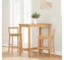 vidaXL Barhocker 2 Stk. Natur Massivholz Gummibaum Bild 3