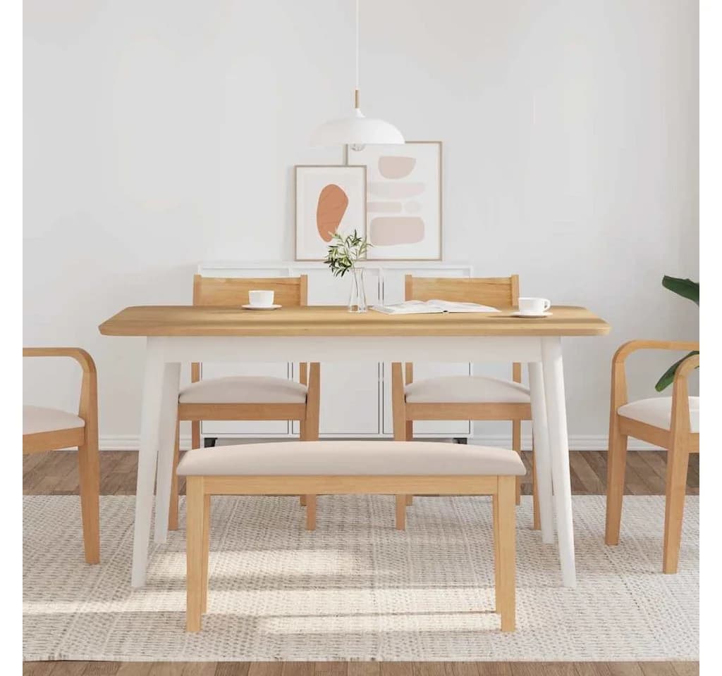 vidaXL Essbank 90 cm Massivholz Gummibaum Beige - Bild 3