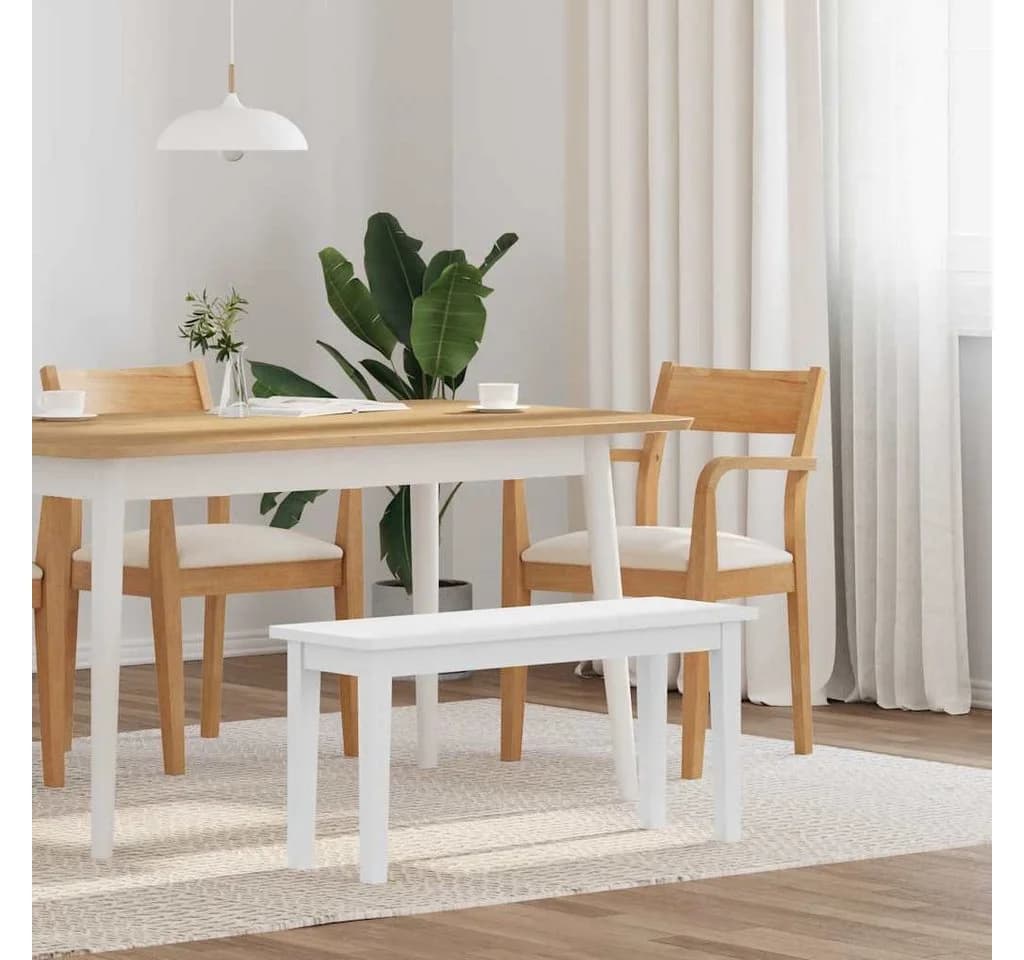 vidaXL Essbank Weiß Massivholz Gummibaum