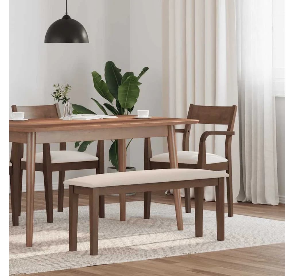 vidaXL Essbank 110 cm Braun Massivholz Gummibaum