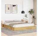 vidaXL Massivholzbett Eiche 160x200 cm mit Stauraum Bild 1