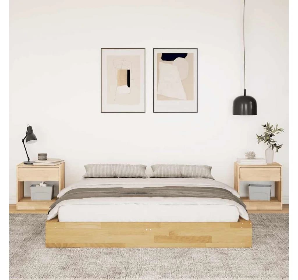 vidaXL Massivholzbett Eiche 160x200 cm mit Stauraum - Bild 3