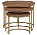 vidaXL Nesting-Couchtisch 3-teilig Massivholz Stahl Dunkelbraun Bild 5