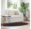 vidaXL Teppich Bereichsteppiche Oval HUARTE Schwarz 150 x 80 cm 100 % Polyester Bild 1