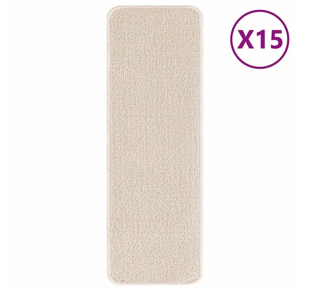 vidaXL Stufenmatte 15-tlg. Creme Rutschfest Polypropylen