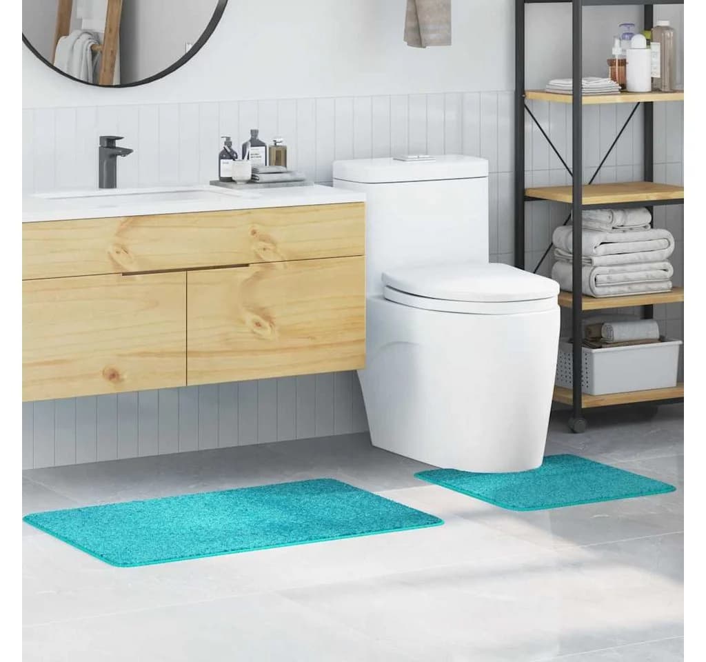 vidaXL Badematte 2er-Set Türkis Anti-Rutsch PP