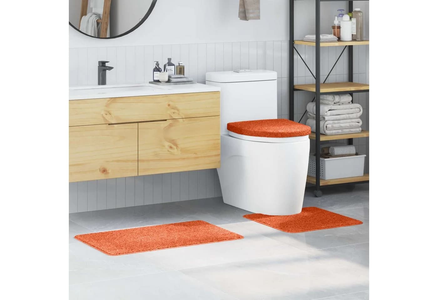 vidaXL Badematte Anti-Rutsch Badematten-Set 3 pcs Orange PP