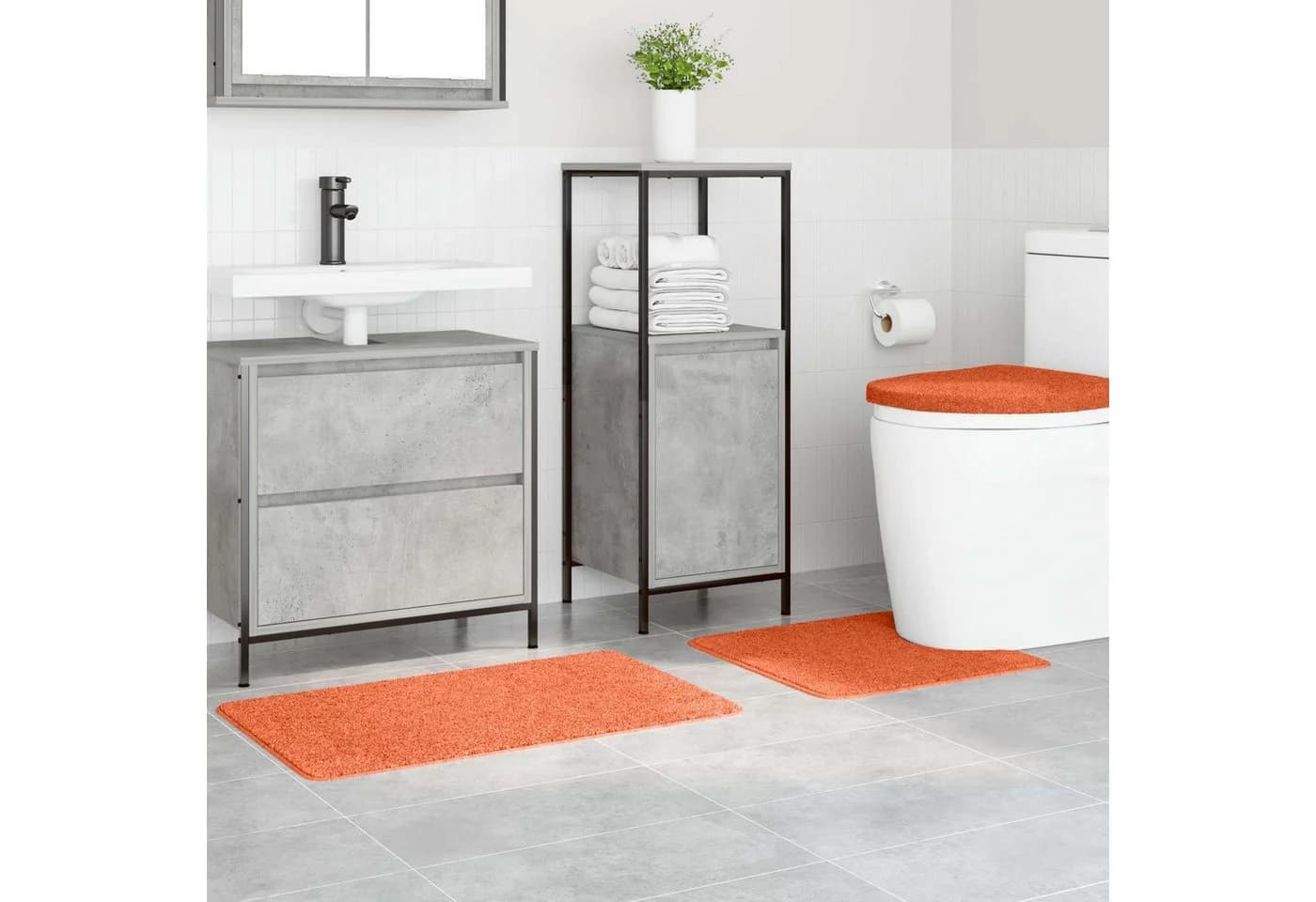 vidaXL Badematte Anti-Rutsch Badematten-Set 3 pcs Orange PP - Bild 3