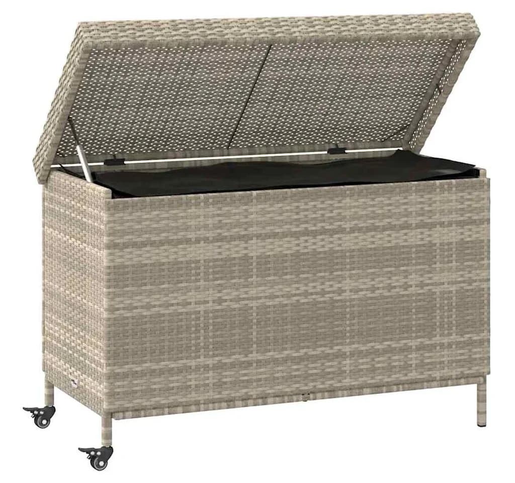 vidaXL Gartenbox Poly Rattan Hellgrau mit Rollen - Bild 3