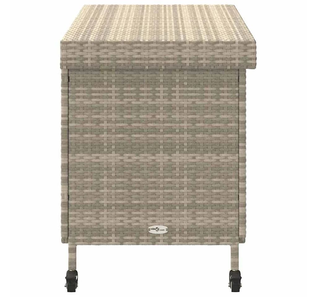 vidaXL Gartenbox Poly Rattan Hellgrau mit Rollen - Bild 5