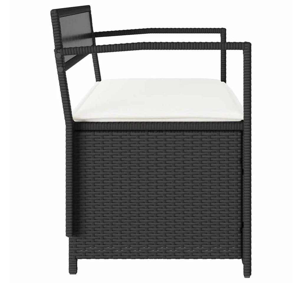 vidaXL Gartenbank mit Stauraum und Kissen Schwarz Poly Rattan - Bild 5