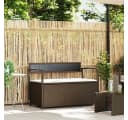 vidaXL Gartenbank mit Stauraum und Kissen Braun Poly Rattan Bild 1