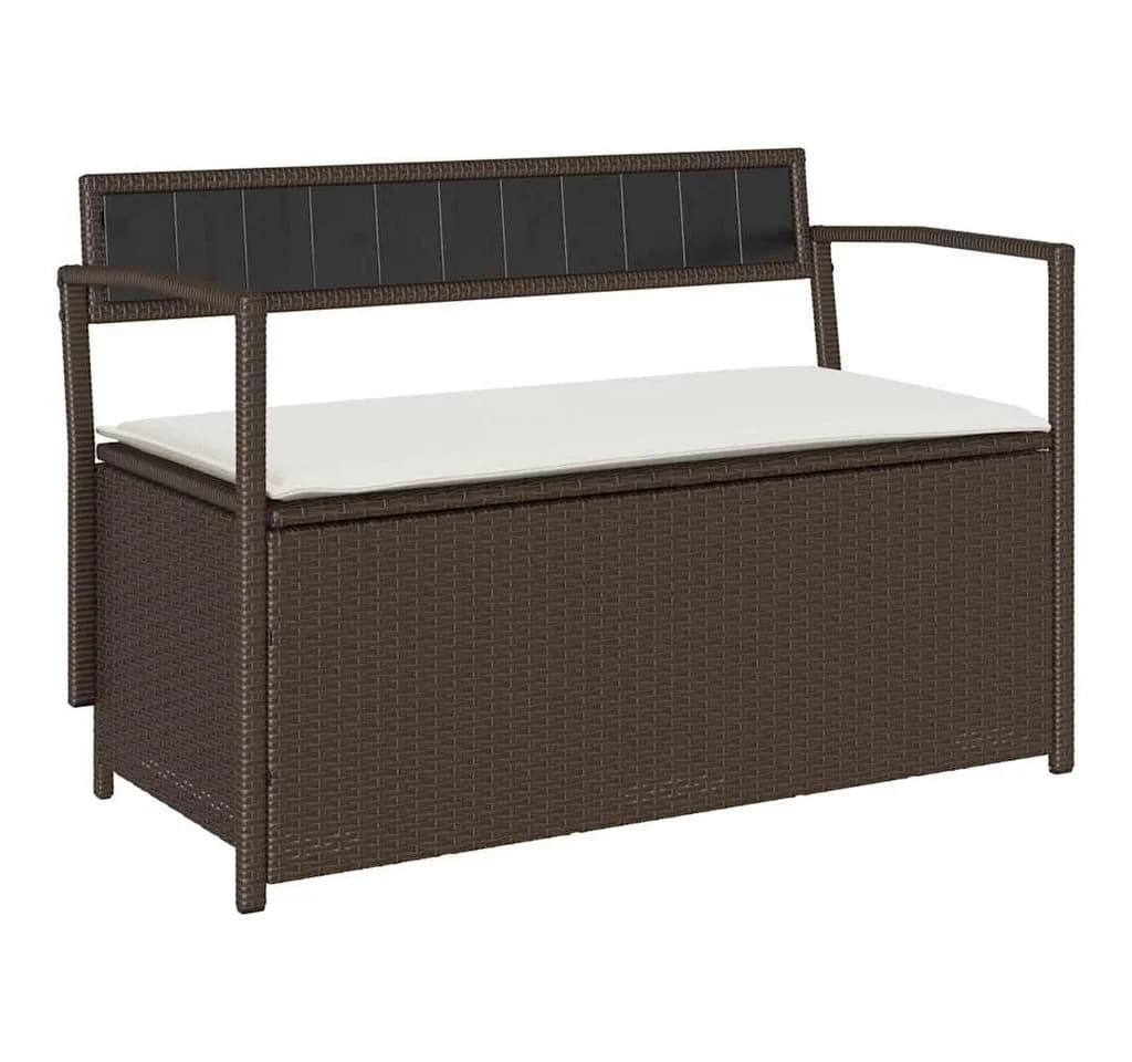 vidaXL Gartenbank mit Stauraum und Kissen Braun Poly Rattan - Bild 2