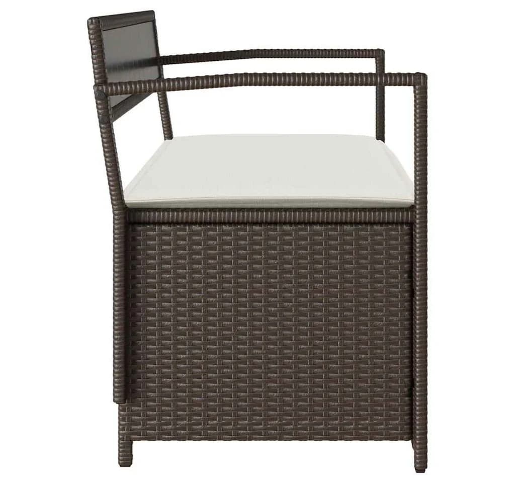 vidaXL Gartenbank mit Stauraum und Kissen Braun Poly Rattan - Bild 5