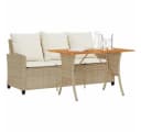 vidaXL Gartensofa 3-Sitzer mit Tisch & Kissen Beige Poly Rattan Bild 1