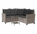vidaXL Loungesofa L-Form Grau Poly Rattan mit Tisch und Kissen Bild 2