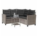 vidaXL Loungesofa L-Form Grau Poly Rattan mit Tisch und Kissen Bild 4