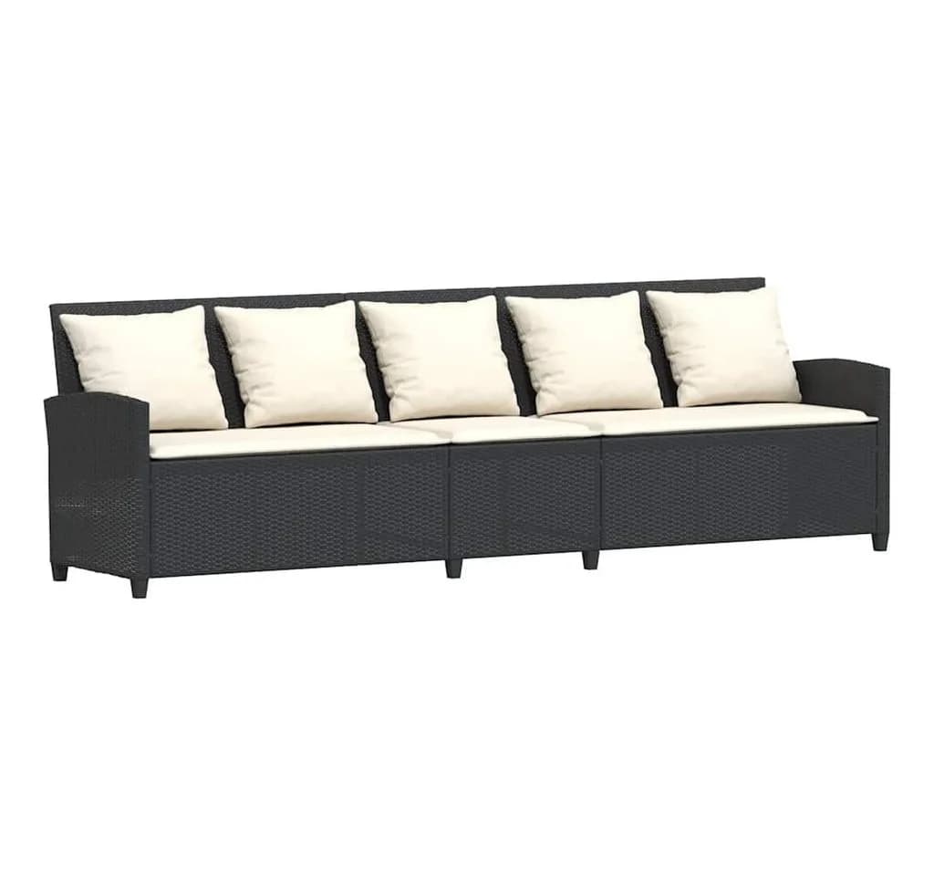 vidaXL Gartenlounge-Set 5-Sitzer Schwarz Poly Rattan mit Kissen - Bild 2