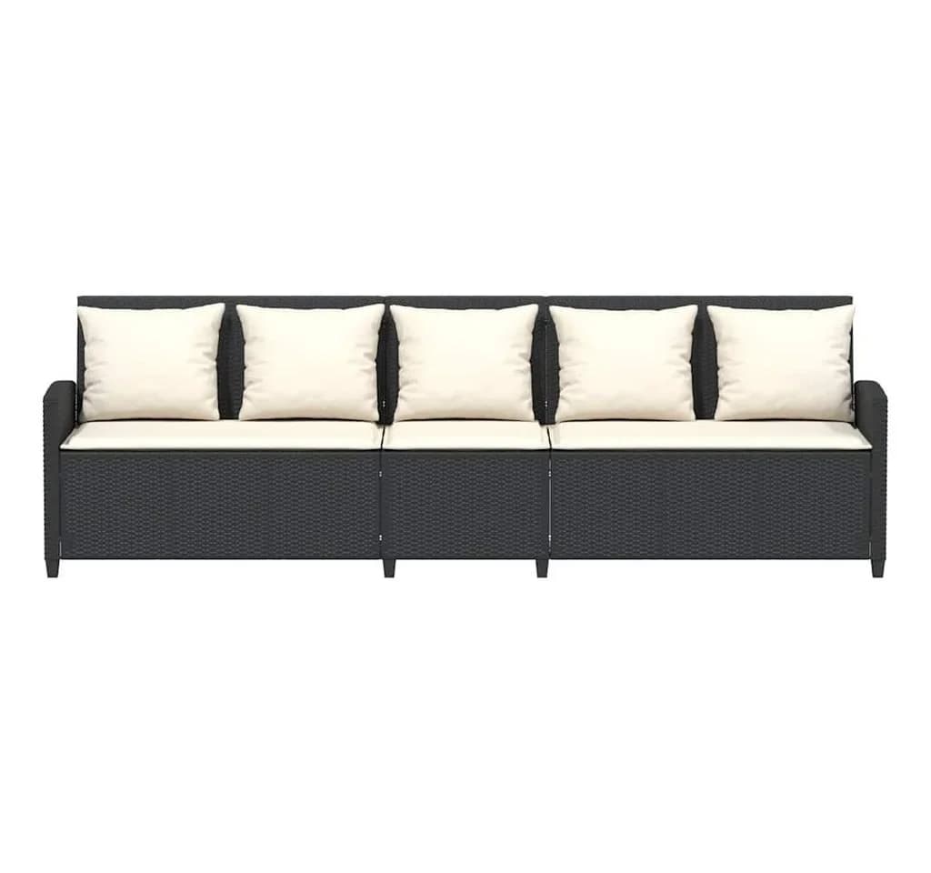 vidaXL Gartenlounge-Set 5-Sitzer Schwarz Poly Rattan mit Kissen - Bild 4