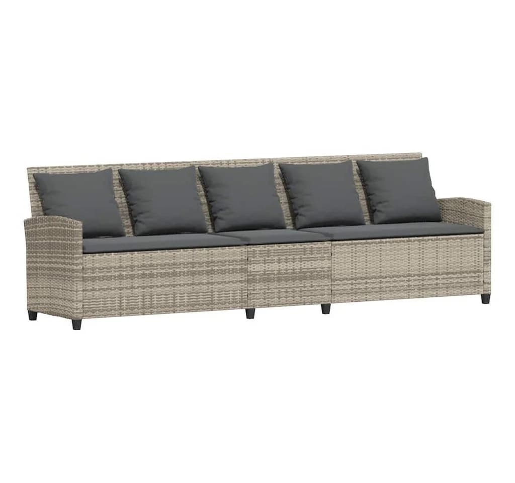vidaXL Gartenlounge-Set 5-Sitzer Hellgrau Poly Rattan mit Kissen - Bild 2