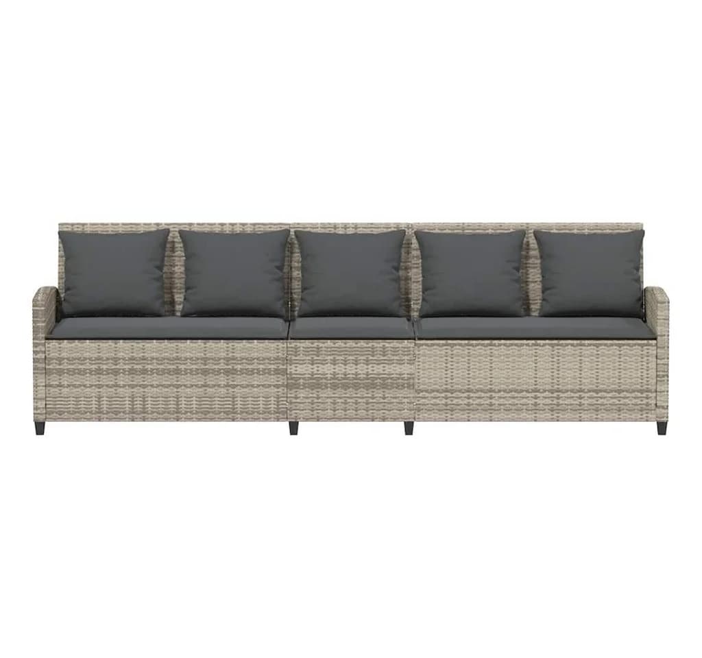 vidaXL Gartenlounge-Set 5-Sitzer Hellgrau Poly Rattan mit Kissen - Bild 4