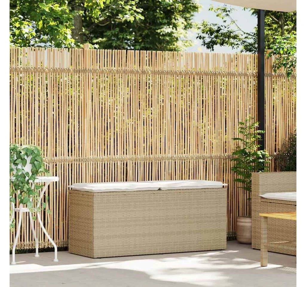 vidaXL Gartenbank mit Kissen Beige Poly Rattan