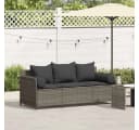 vidaXL Loungesofa 3-Sitzer Grau Poly Rattan mit Kissen Bild 1