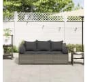 vidaXL Loungesofa 3-Sitzer Grau Poly Rattan mit Kissen Bild 3