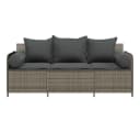 vidaXL Loungesofa 3-Sitzer Grau Poly Rattan mit Kissen Bild 4