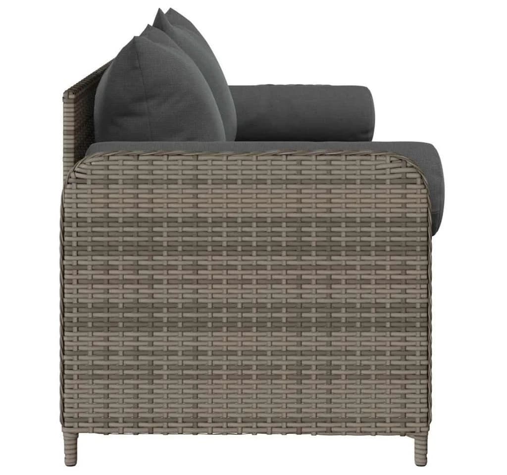 vidaXL Loungesofa 3-Sitzer Grau Poly Rattan mit Kissen - Bild 5