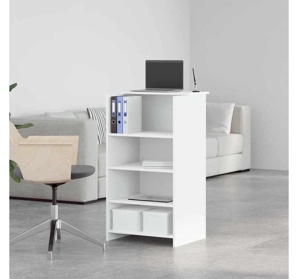 vidaXL Empfangstheke Weiß Holzwerkstoff mit Regal - Bild 4