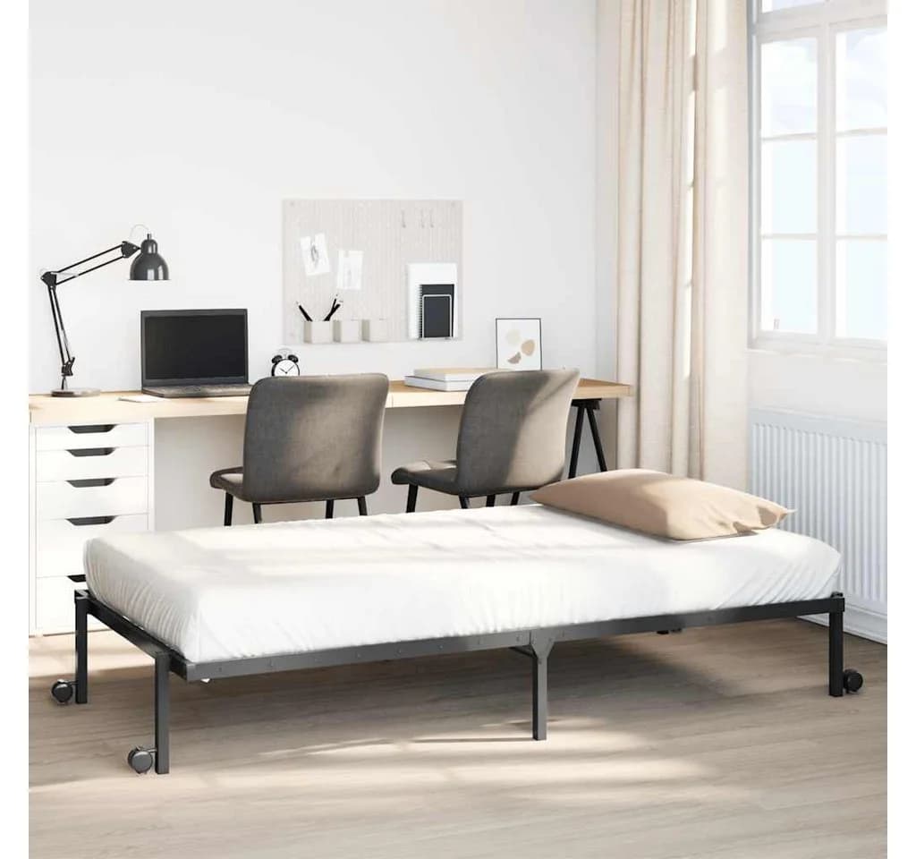 vidaXL Klappbares Bettgestell aus Stahl Schwarz 100x200 cm