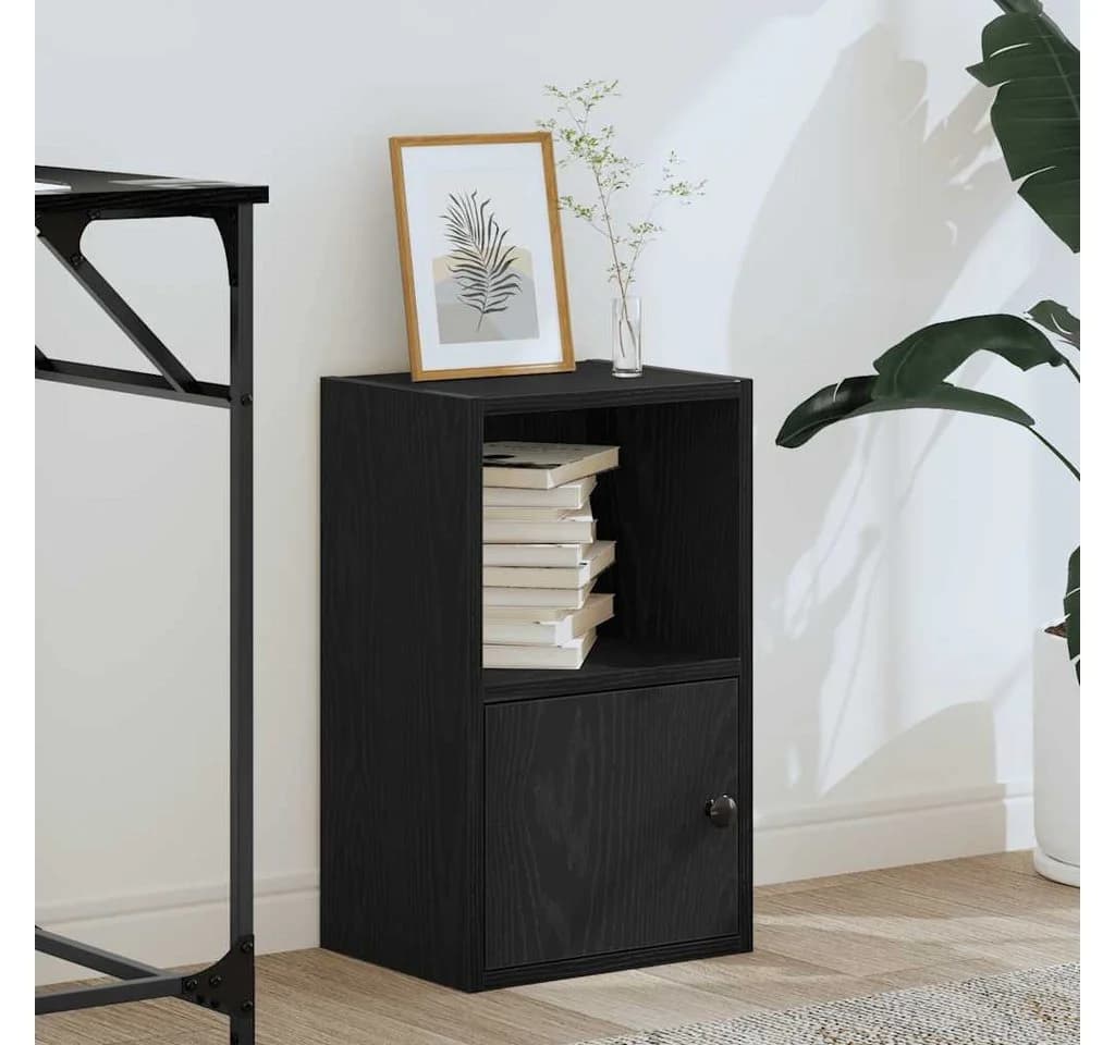 vidaXL Bücherregal Schwarz Eichen-Optik Holzwerkstoff mit Tür - Bild 3