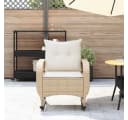 vidaXL Garten-Schaukelstuhl mit Kissen Beige Poly Rattan Bild 3