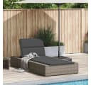 vidaXL Gartenliege Poly Rattan Grau mit verstellbarer Rückenlehne Bild 1