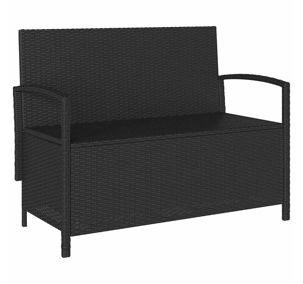 vidaXL Gartenbank Schwarz Poly Rattan mit Stauraum und Kissen - Bild 5