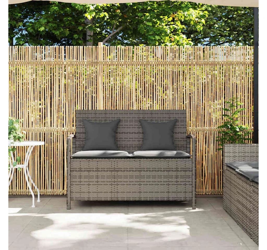 vidaXL Gartenbank mit Stauraum Grau Poly Rattan - Bild 3
