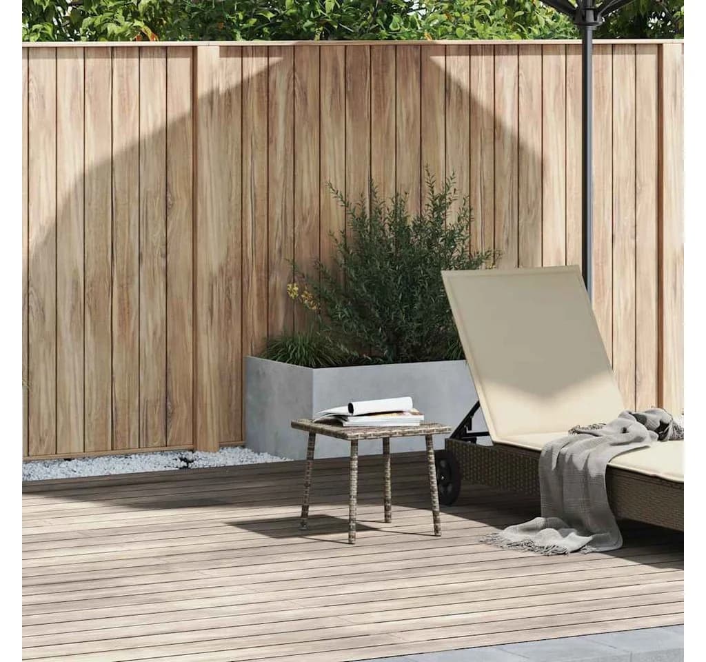 vidaXL Garten-Couchtisch Grau Poly Rattan